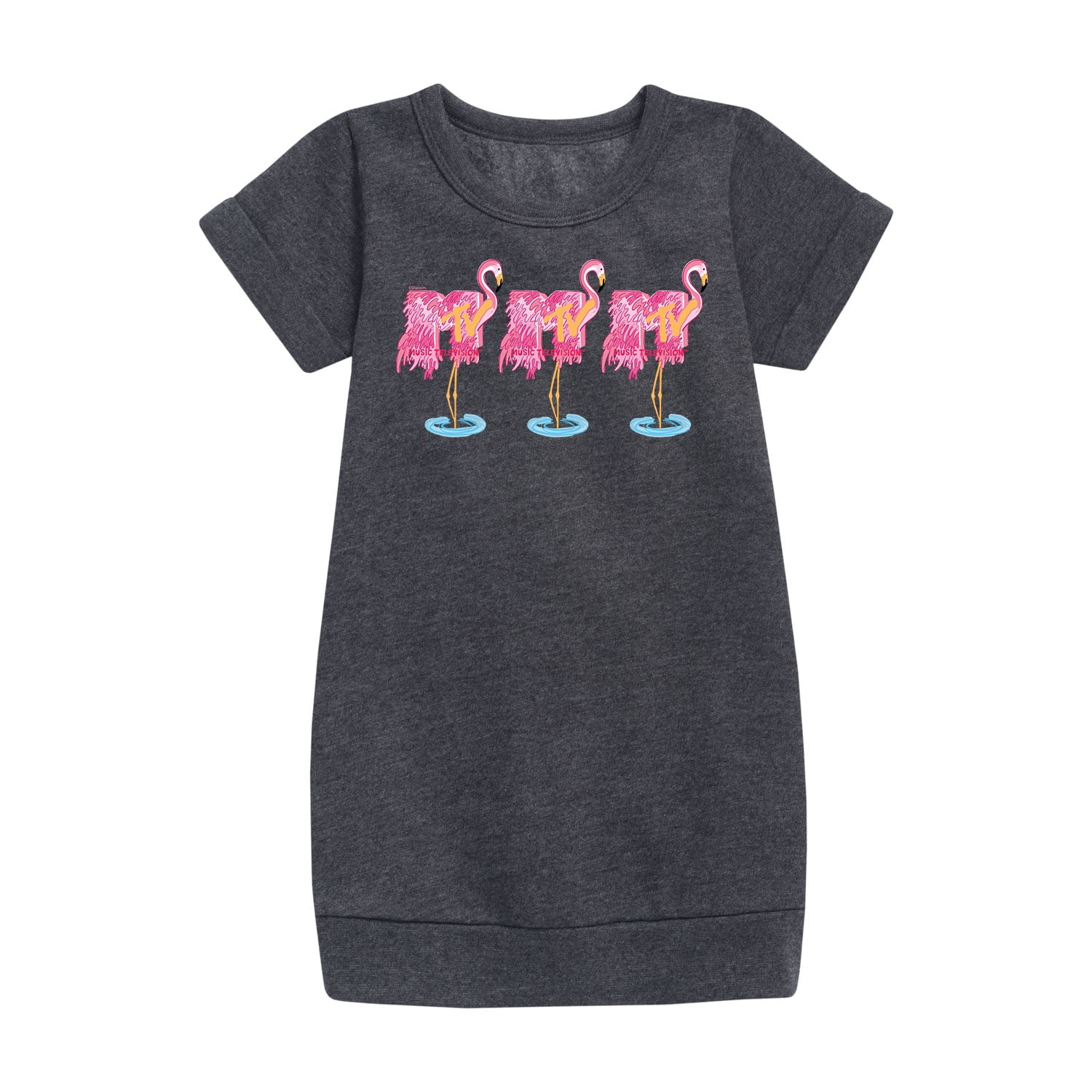 MTV Logo Flamingos Toddler And Youth Girls Fleece Dress