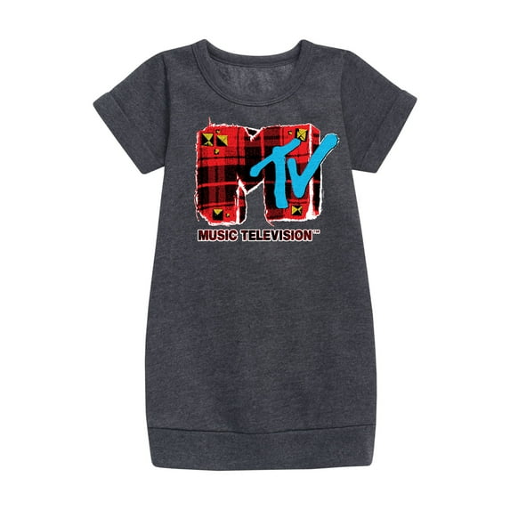 MTV Logo - Grunge Plaid - Toddler And Youth Girls Fleece Dress