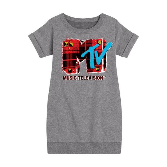 MTV Logo - Grunge Plaid - Toddler And Youth Girls Fleece Dress