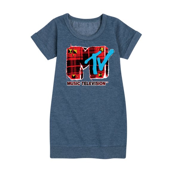 MTV Logo - Grunge Plaid - Toddler And Youth Girls Fleece Dress