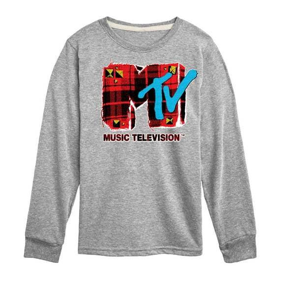 MTV Logo - Grunge Plaid - Toddler And Youth Long Sleeve Graphic T-Shirt