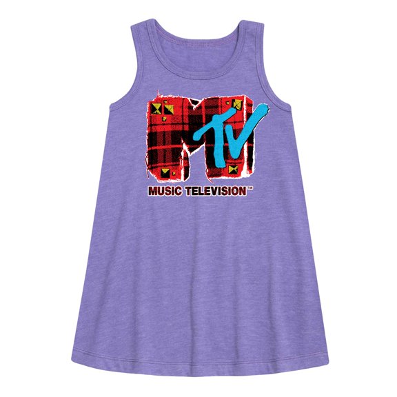 MTV Logo - Grunge Plaid - Toddler and Youth Girls A-line Dress