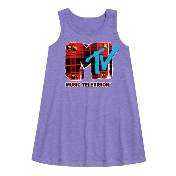 MTV Logo - Grunge Plaid - Toddler and Youth Girls A-line Dress