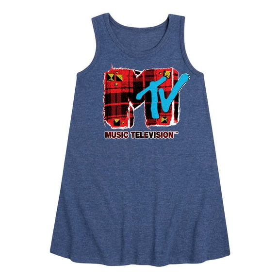 MTV Logo - Grunge Plaid - Toddler and Youth Girls A-line Dress