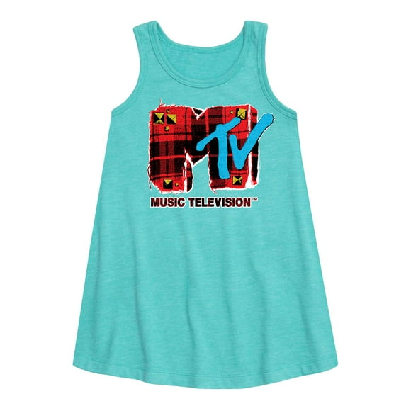 MTV Logo - Grunge Plaid - Toddler and Youth Girls A-line Dress
