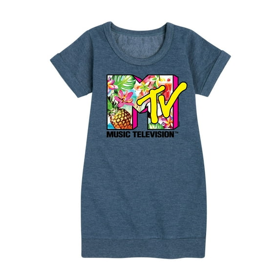 MTV Logo - Hawaiian Collage - Toddler And Youth Girls Fleece Dress