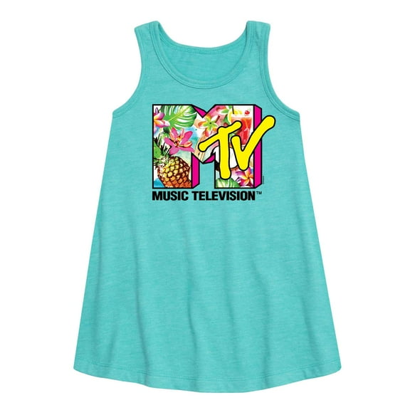 MTV Logo - Hawaiian Collage - Toddler and Youth Girls A-line Dress