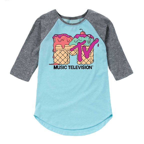 MTV Logo - Ice Cream - Toddler And Youth Girls Raglan Graphic T-Shirt