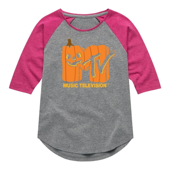 MTV - Logo Jack O Lantern - Toddler & Youth Girls Raglan Graphic T-Shirt