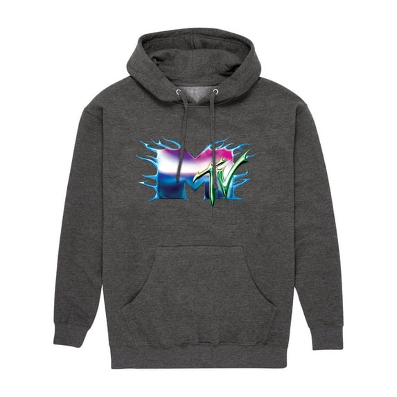 MTV - Logo Liquid Metal - Men's Pullover Hooded Fleece Sweatshirt