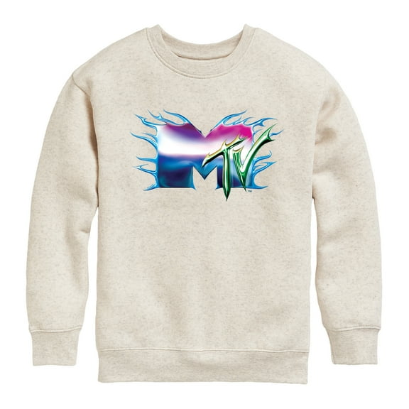 MTV - Logo Liquid Metal - Toddler & Youth Crewneck Fleece Sweatshirt