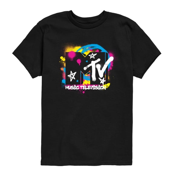 MTV Logo - MTV Logo Spray Paint - Youth Boys Short Sleeve Graphic T-Shirt