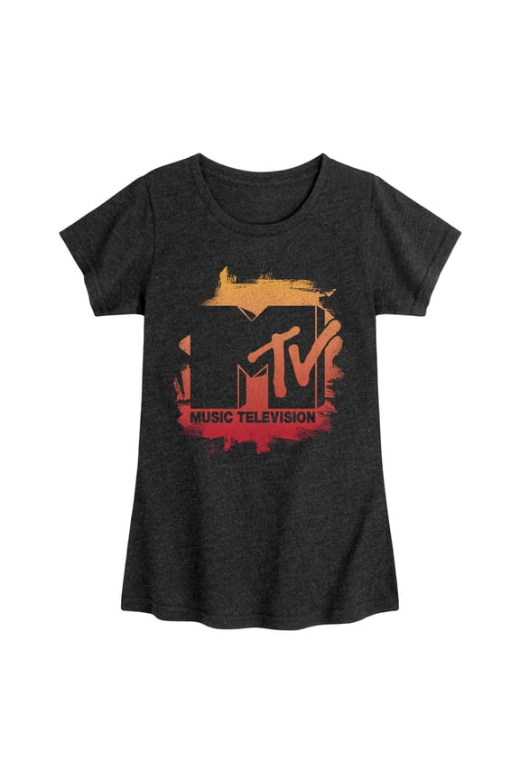 Logo - MTV Logo Tonal Washed Oversized - Youth Girls Fitted Short Sleeve T-Shirt
