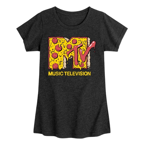 MTV Logo - MTV Pizza - Youth Girls Fitted Short Sleeve T-Shirt