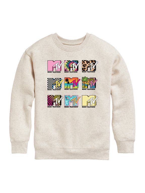 - MTV Top Logo Grid Boys' Graphic Long Sleeve Fleece Sweatshirt