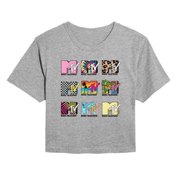 MTV Logo - MTV Top Logos - Juniors Cropped Graphic T-Shirt