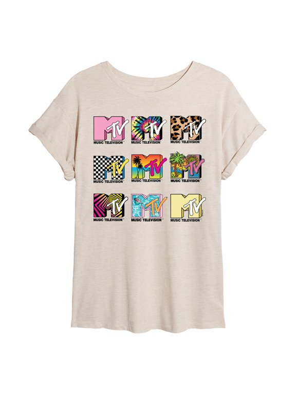 Logo - MTV Top Logos - Juniors Oversized Graphic T-Shirt