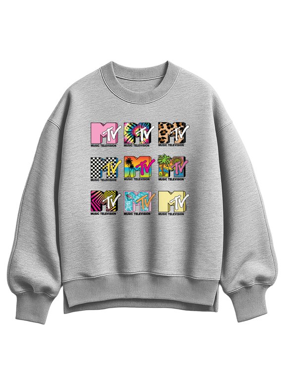 - MTV Top Logos Women's Oversized Fleece Crew Sweatshirt