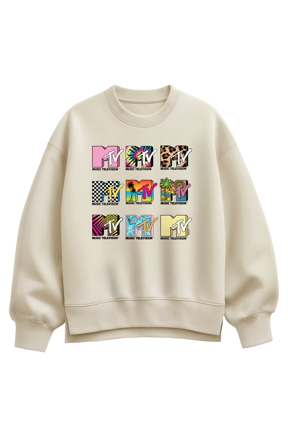 Logo - MTV Top Logos - Women's Oversized Fleece Crew Sweatshirt