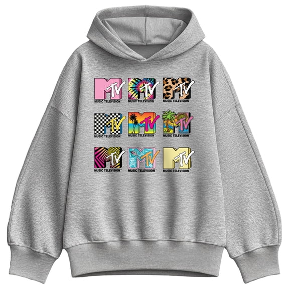 MTV Logo - MTV Top Logos - Women's Oversized Fleece Hoodie Sweatshirt