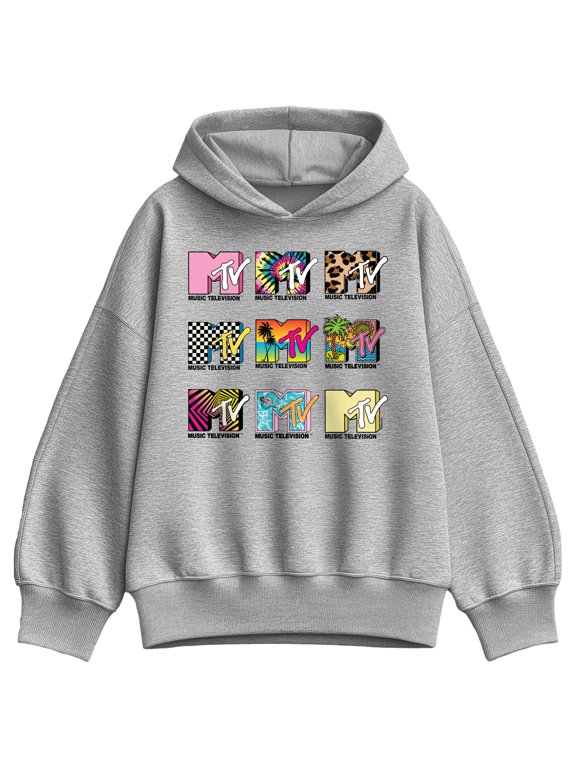 - MTV Top Logos Women's Oversized Fleece Hoodie Sweatshirt