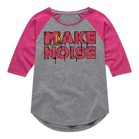 MTV Logo - Make Noise - Toddler And Youth Girls Raglan Graphic T-Shirt