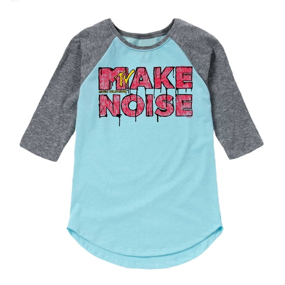 MTV Logo - Make Noise - Toddler And Youth Girls Raglan Graphic T-Shirt