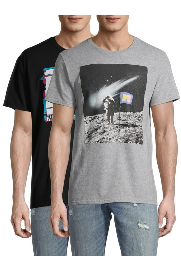 Logo & Moon Shot Men's and Big Men's Graphic T-Shirt, 2-Pack
