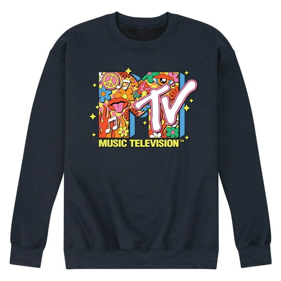 MTV - Logo Retro Collage - Men's Crew Neck Fleece Pullover