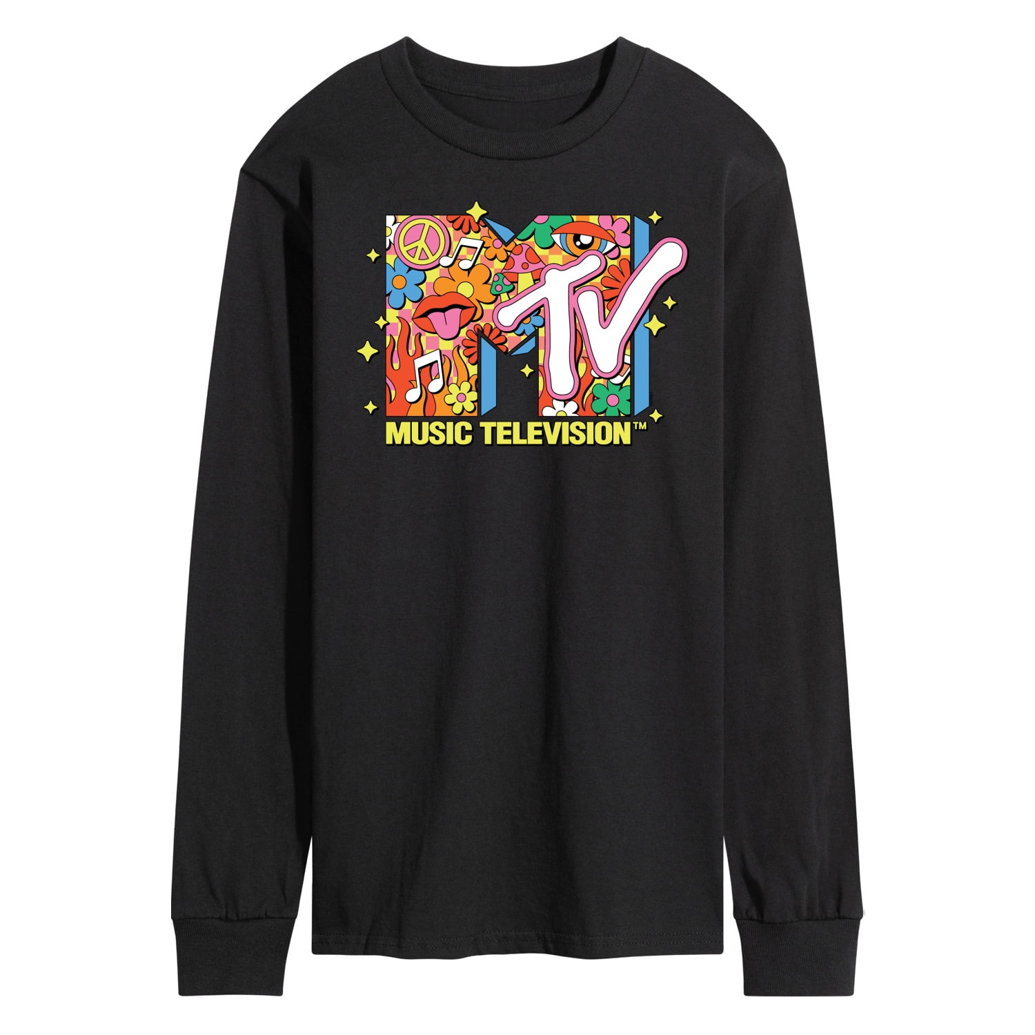 ミュージシャン RULE INFLATE LOGO LONG SLEEVE T-Shirt MTV-Logo-Retro-Collage-Men-s-