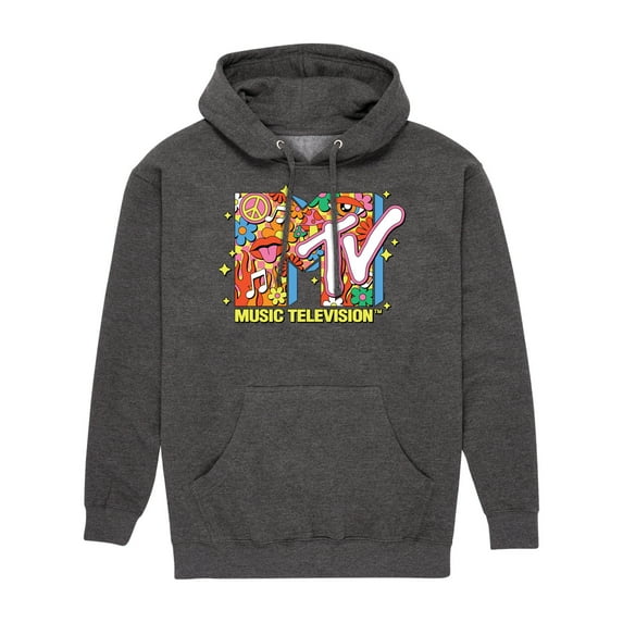 MTV - Logo Retro Collage - Men's Pullover Hooded Fleece Sweatshirt