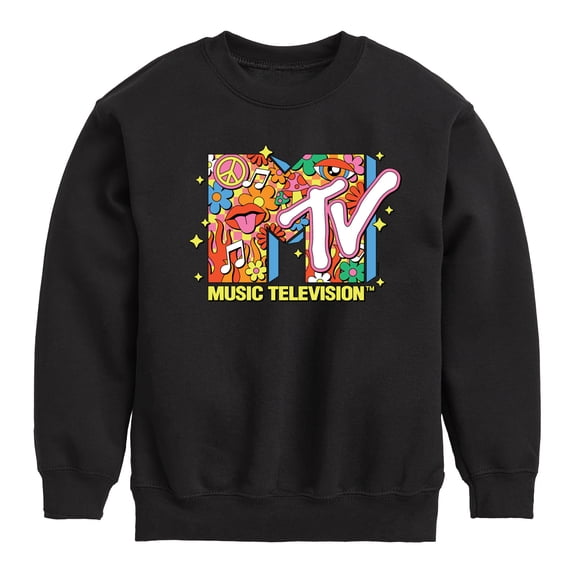 MTV - Logo Retro Collage - Toddler & Youth Crewneck Fleece Sweatshirt