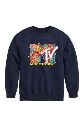 - Logo Retro Collage Graphic Long Sleeve Fleece Sweatshirt