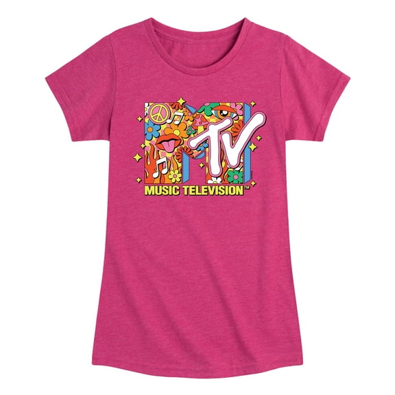 MTV - Logo Retro Collage - Toddler & Youth Girls Short Sleeve Graphic T-Shirt