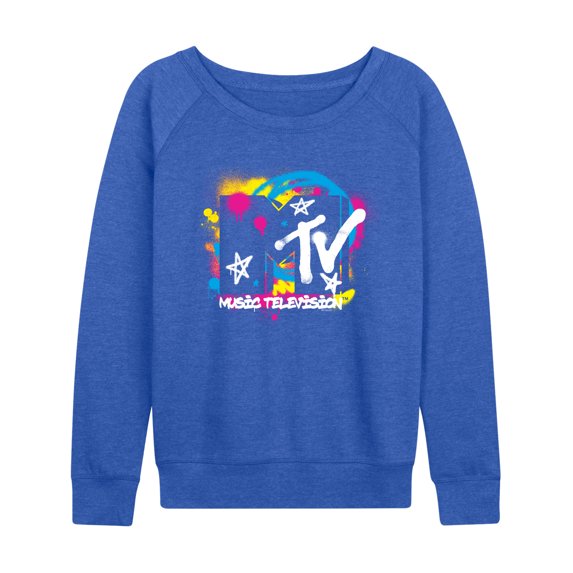 MTV Logo - Spray Paint - Women's French Terry Long Sleeve Pullover