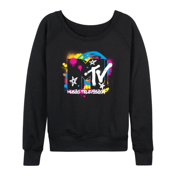 MTV Logo - Spray Paint - Women's French Terry Long Sleeve Pullover