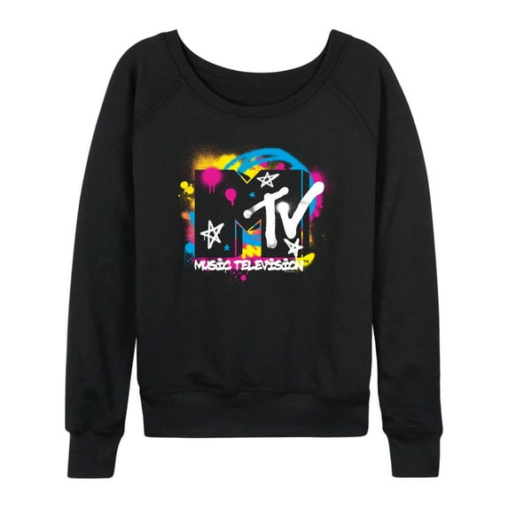 MTV Logo - Spray Paint - Women's French Terry Long Sleeve Pullover