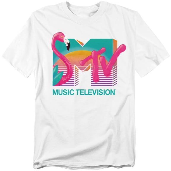 MTV - Logo T-Shirt Vibrant Flamingo Sunset Unisex Graphic Tee for Men & Women