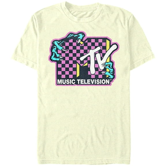 MTV Logo with Creature's Hands Men's White T-Shirt - (Large)