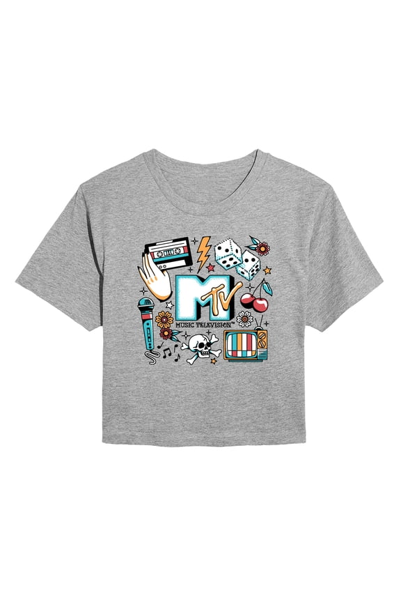 - MTV Flash Tattoos - Juniors Cropped Graphic T-Shirt
