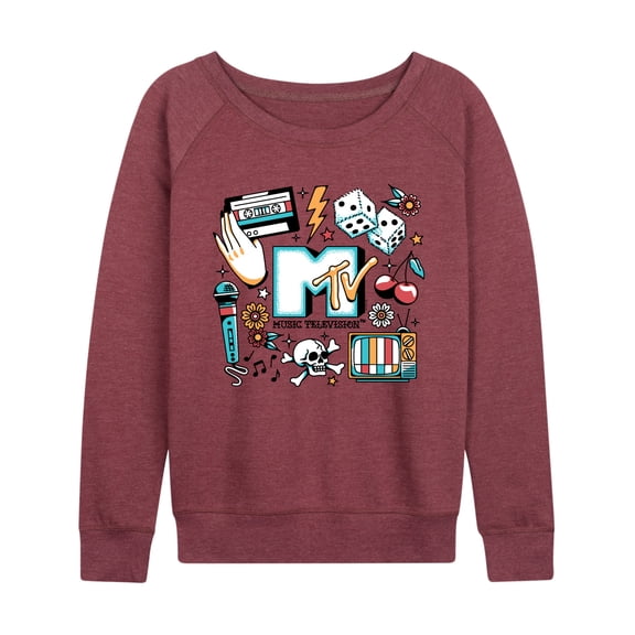 MTV - MTV Flash Tattoos - Women's French Terry Long Sleeve Pullover