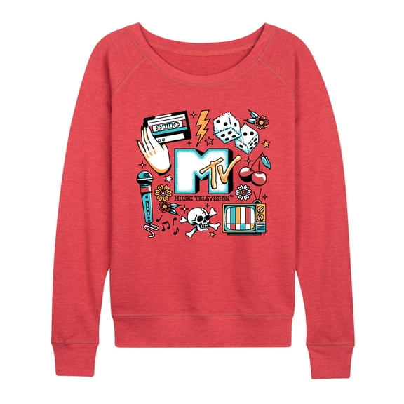 MTV - MTV Flash Tattoos - Women's French Terry Long Sleeve Pullover