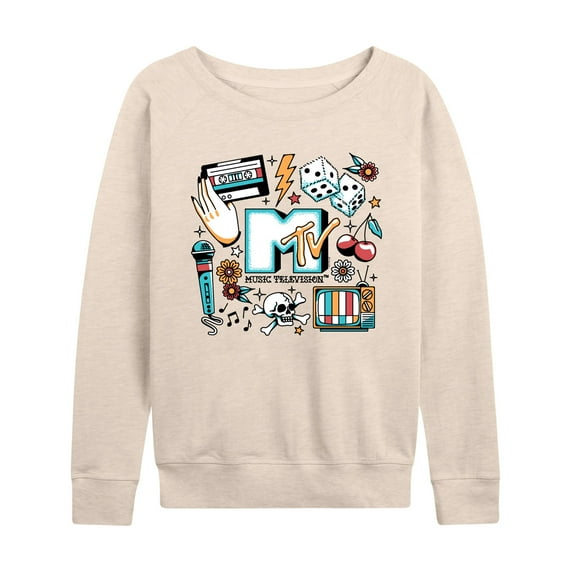 MTV - MTV Flash Tattoos - Women's French Terry Long Sleeve Pullover