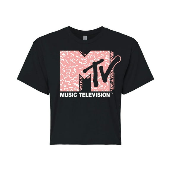 MTV - Memphis Style Pattern Fill - Juniors Cropped Tee
