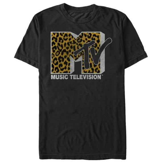 MTV Men's Cheetah Print Logo T-Shirt