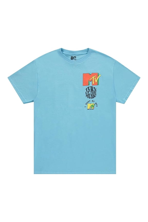 Men’s Shirt, Classic Printed My Music Television World Tour T-Shirt Sky Blue - XL