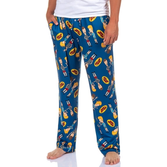 MTV Mens' Beavis and Butt-Head Logo 90's Animated TV Show Sleep Lounge Pajama Pants Sleepwear Loungewear
