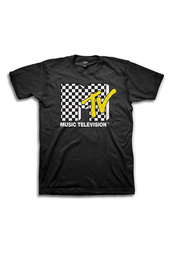 Mens Shirt with Checkerboard - #TBT Mens 1980's 1990'S Clothing - I Want My Music Television T-Shirt