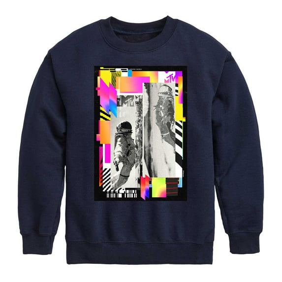 MTV Moon Person - Geo Collage - Toddler And Youth Crewneck Fleece Sweatshirt