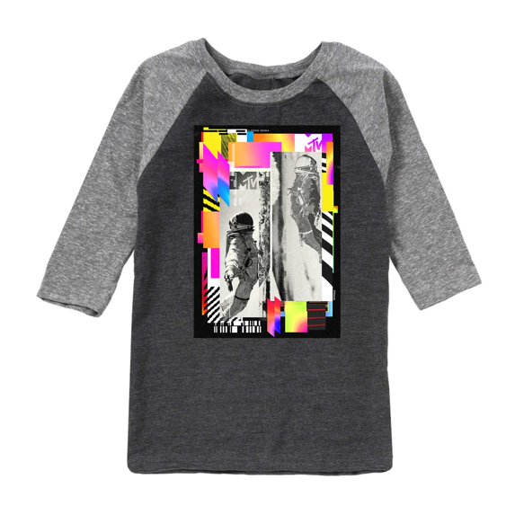 MTV Moon Person - Geo Collage - Toddler And Youth Raglan Graphic T-Shirt